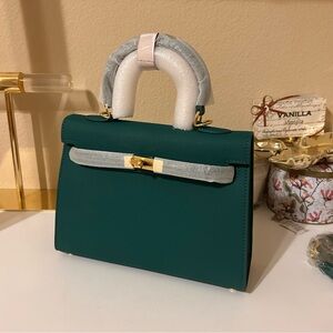 25cm Green Epsom Leather Top Handle KL Satchel